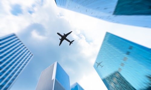 low angle view of skyscrapers in city of China.